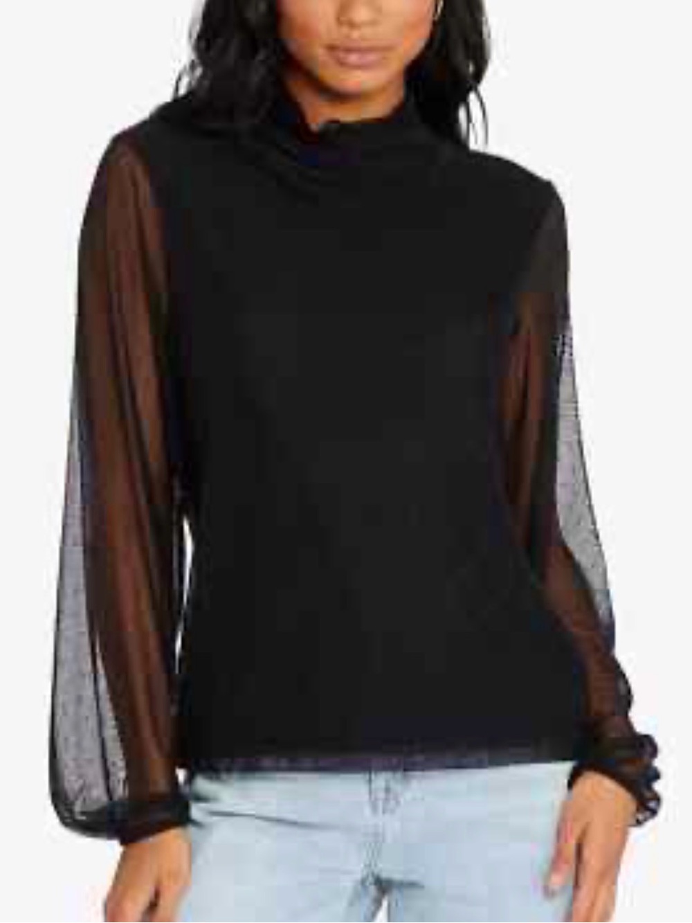 Sanctuary black sheer statement sleeve layered top M
